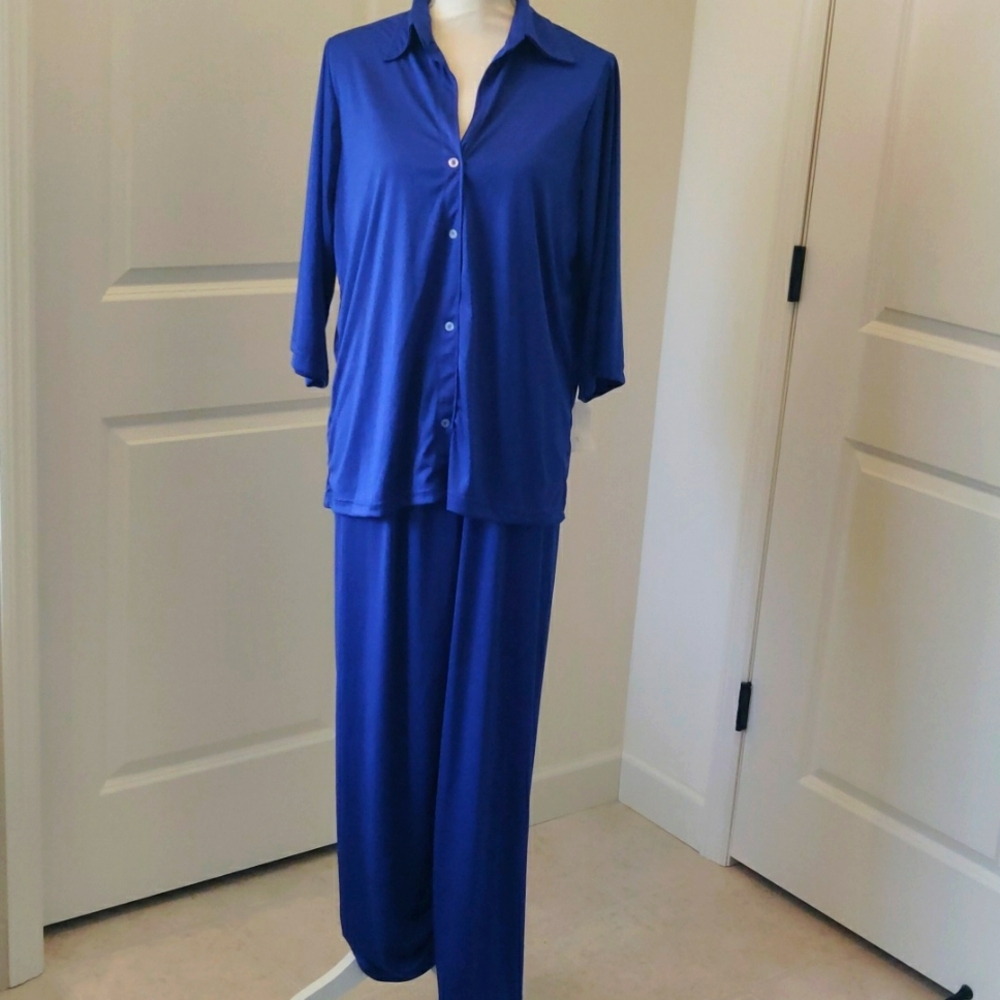 New!Anna Kay Designer lingerie/sleepwear pant set royal blue sz M Y2k Cottage Co